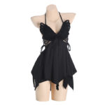 Sexy Ice Silk Plus Size Loungewear Set, Padded Push-Up Slip Dress with Bow & Outer Robe P3945 - Image 6