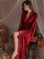 Lace Trim Silky Nightdress & Robe Set - Image 19