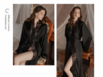 Lace Trim Silky Nightdress & Robe Set - Image 12