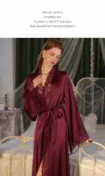 Lace Trim Silky Nightdress & Robe Set - Image 7