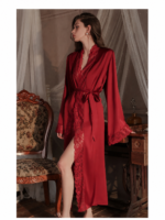 Lace Trim Silky Nightdress & Robe Set - Image 18