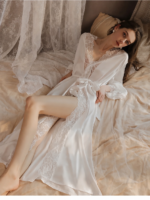 Lace Trim Silky Nightdress & Robe Set - Image 24