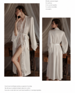 Lace Trim Silky Nightdress & Robe Set - Image 21