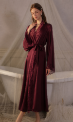 Lace Trim Silky Nightdress & Robe Set - Image 10
