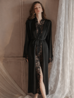 Lace Trim Silky Nightdress & Robe Set - Image 14