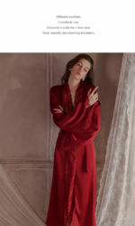 Lace Trim Silky Nightdress & Robe Set - Image 15