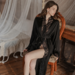 Lace Trim Silky Nightdress & Robe Set