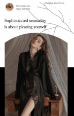 Lace Trim Silky Nightdress & Robe Set - Image 2