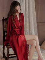 Lace Trim Silky Nightdress & Robe Set - Image 17