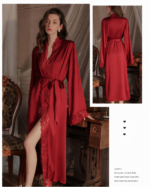 Lace Trim Silky Nightdress & Robe Set - Image 16