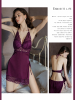 3-Piece Deep V Slit Nightdress & Robe Set - Image 9