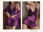Sheer Embroidered Backless Chemise Set - Image 27