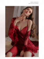 Elegant Satin Slip Dress with Sheer Robe - Image 19