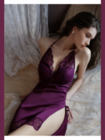 3-Piece Deep V Slit Nightdress & Robe Set - Image 12