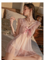 4-Piece Sheer Lace Babydoll & Robe Set - Image 19