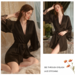 Soft Satin Lace Robe with Belt - Image 9