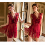 4-Piece Sheer Lace Babydoll & Robe Set - Image 9