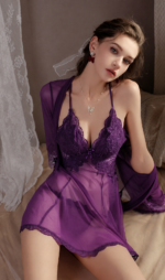 Sheer Embroidered Backless Chemise Set - Image 24