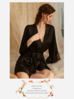 Soft Satin Lace Robe with Belt - Image 11