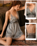 Deep V Lace Cami Slip Dress & Thong Set - Image 10