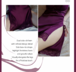 3-Piece Deep V Slit Nightdress & Robe Set - Image 5