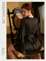 Soft Satin Lace Robe with Belt - Image 8
