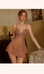 Sheer Embroidered Backless Chemise Set - Image 10