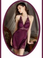 3-Piece Deep V Slit Nightdress & Robe Set - Image 2