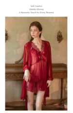 4-Piece Sheer Lace Babydoll & Robe Set - Image 11