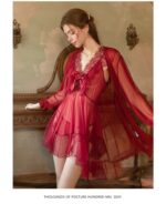 4-Piece Sheer Lace Babydoll & Robe Set - Image 12