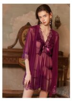 4-Piece Sheer Lace Babydoll & Robe Set - Image 23