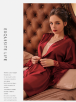 Soft Satin Lace Robe with Belt - Image 13