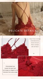 Sheer Embroidered Backless Chemise Set - Image 5