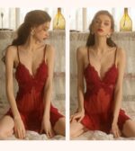 Sheer Embroidered Backless Chemise Set - Image 18