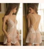 Sheer Embroidered Backless Chemise Set - Image 22