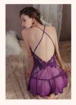 Sheer Embroidered Backless Chemise Set - Image 25